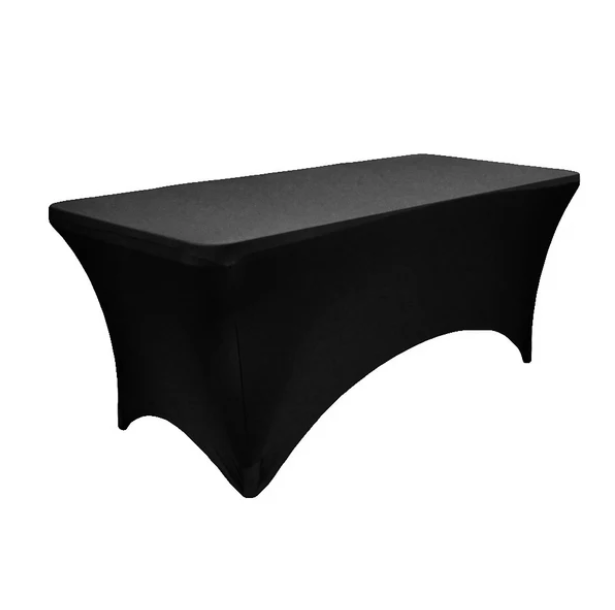 Black Spandex Tablecloth for 6 ft Rectangular Table